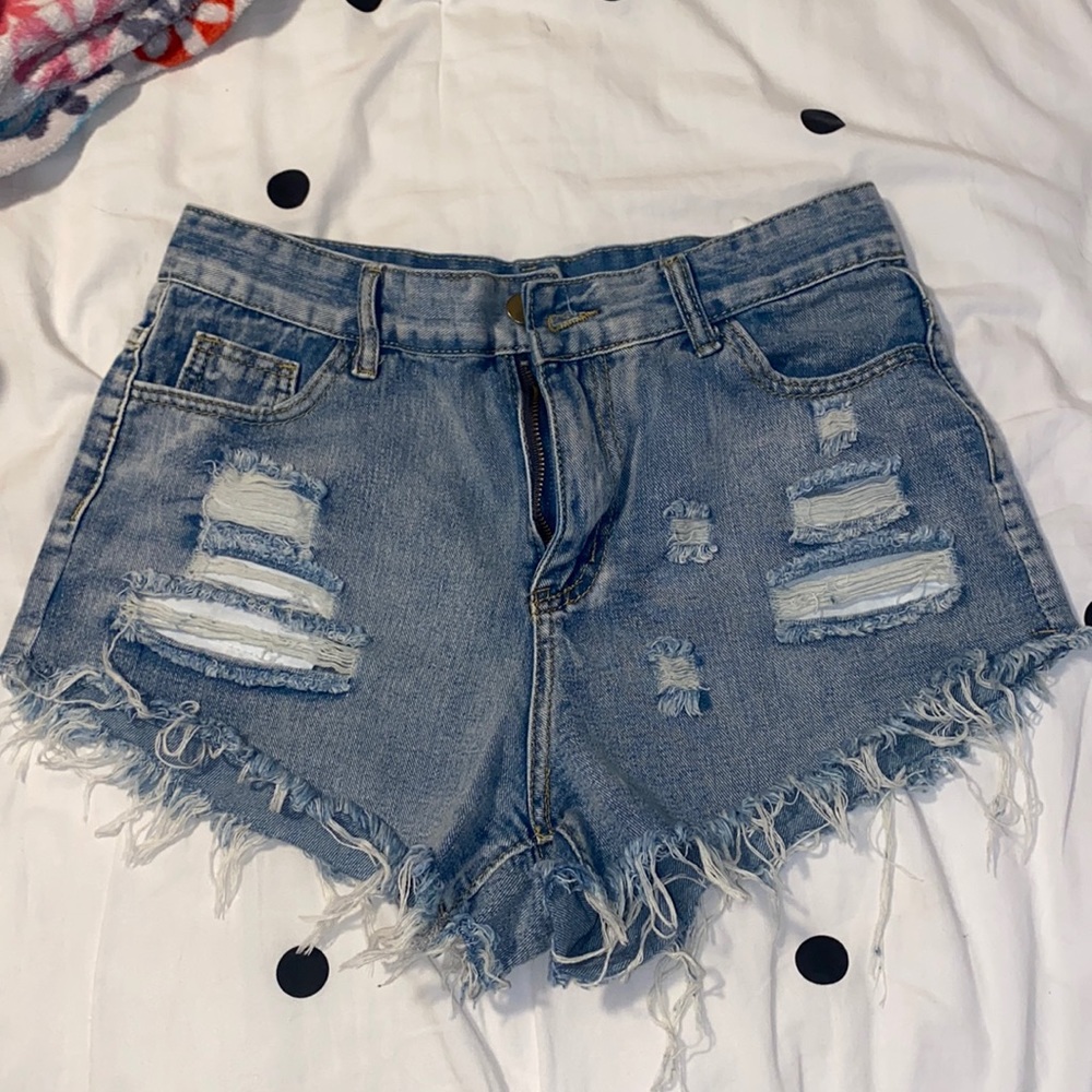 Shein distressed jean shorts